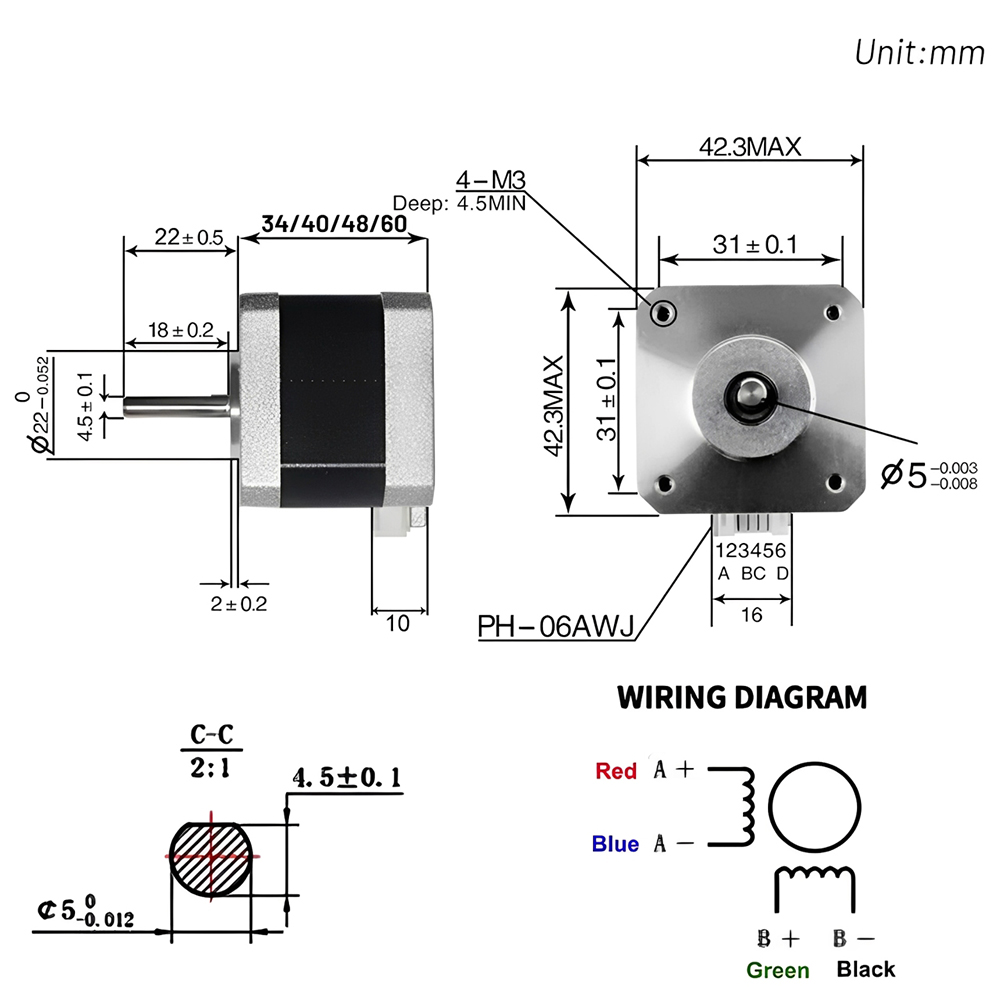 Nema 17 42mm Stepper Motor Ope - 3D Printing Maker ulasan dan harga