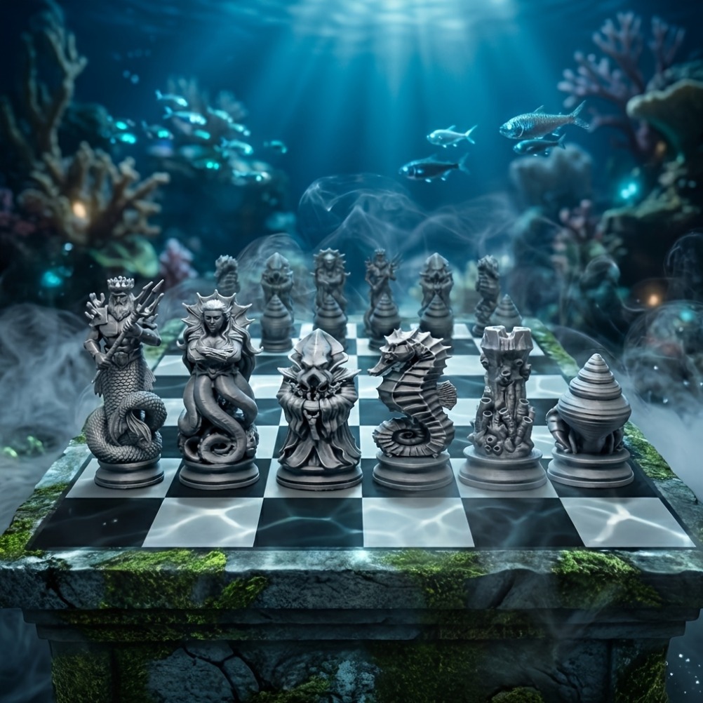 16PCS Ocean Myth Chess Figurin - 3D Printing Chess ulasan dan harga