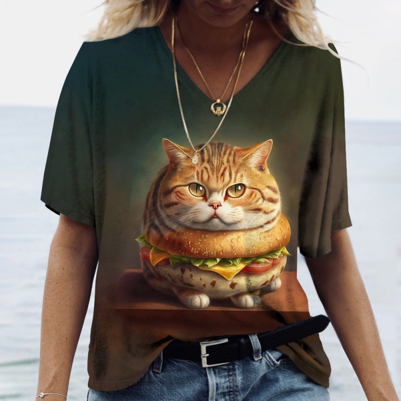 Fun Cat Food Pattern T Shirt F - 3D Printing In Food ulasan dan harga