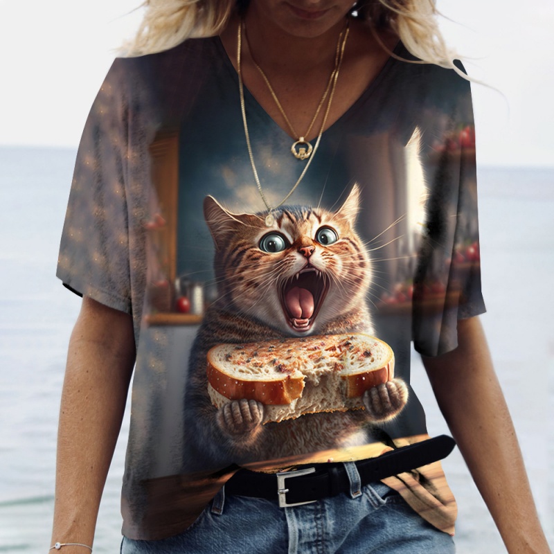 Fun Cat Food Pattern T Shirt F - 3D Printing In Food ulasan dan harga