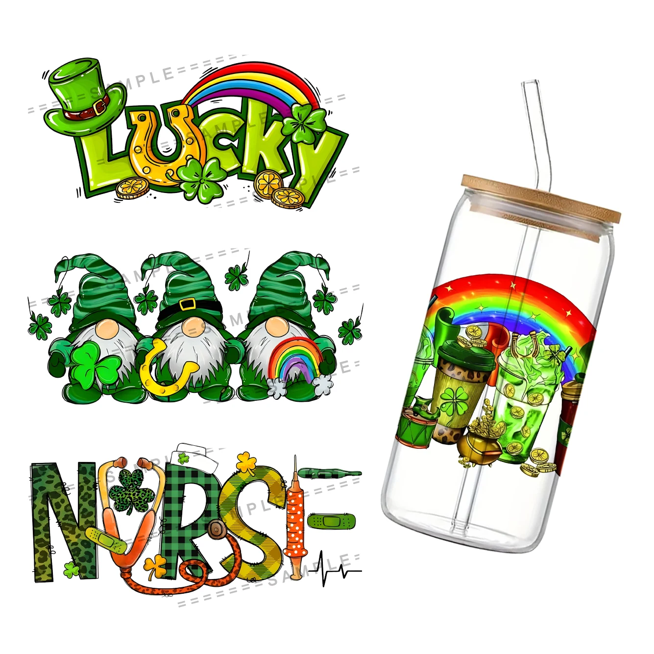 11x24cm Saint Patrick's Day Th - 3D Printing Glass ulasan dan harga